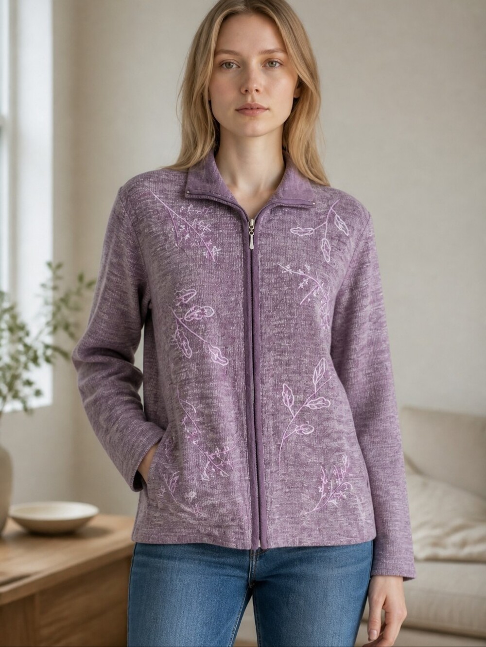 TEDDI | Purple on Purple Jacket with Embroidered Design | EUC ✨ size L